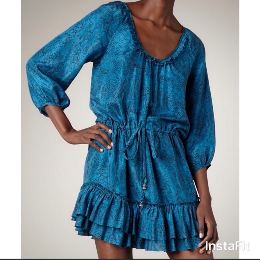 Rebecca Taylor silk python ruffle dress